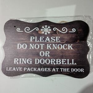 Brand New Wooden Door Sign with White Text